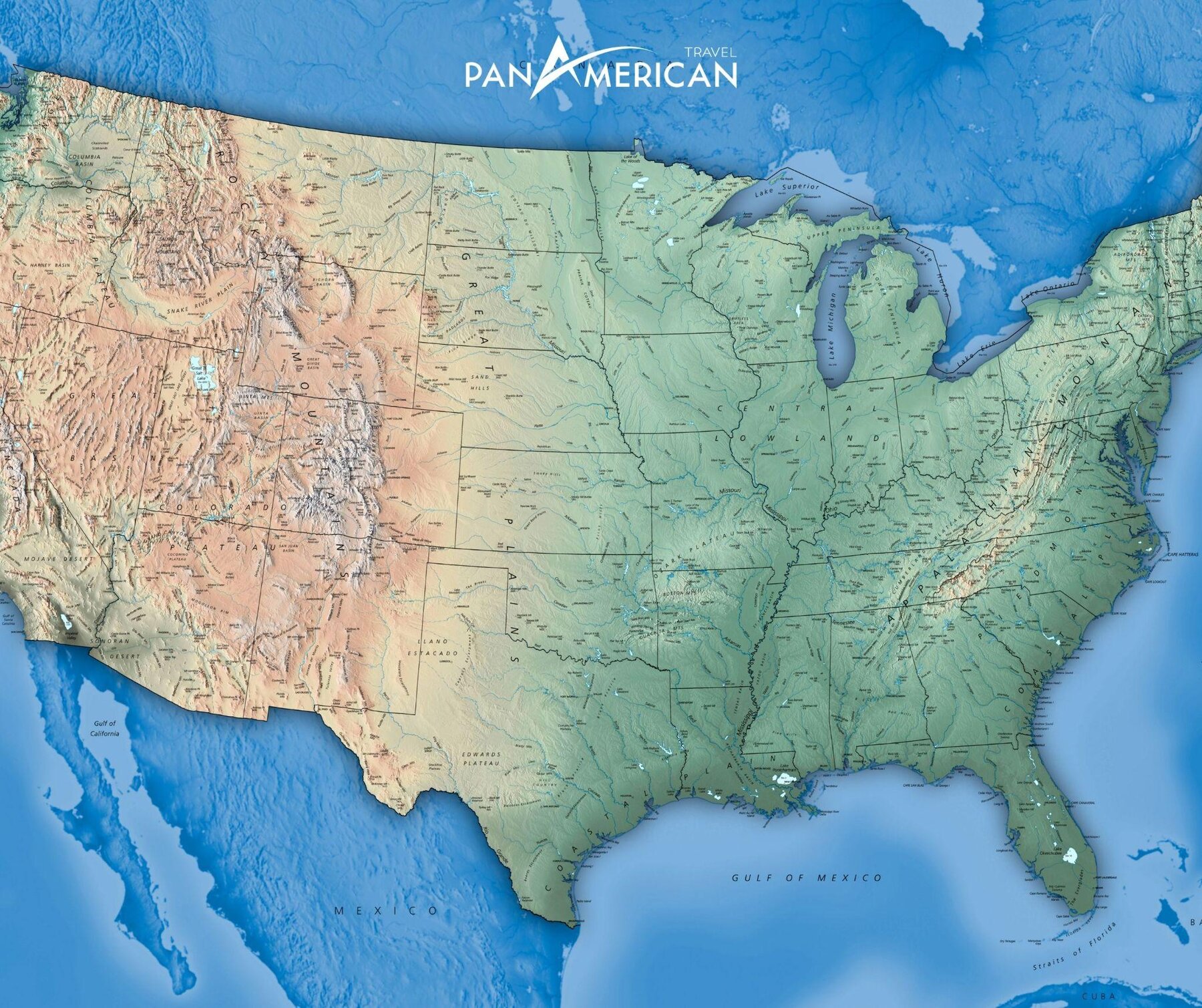 Nước Mỹ với diện tích rộng lớn, giáp 2 bờ Đại Tây Dương và Thái Bình Dương