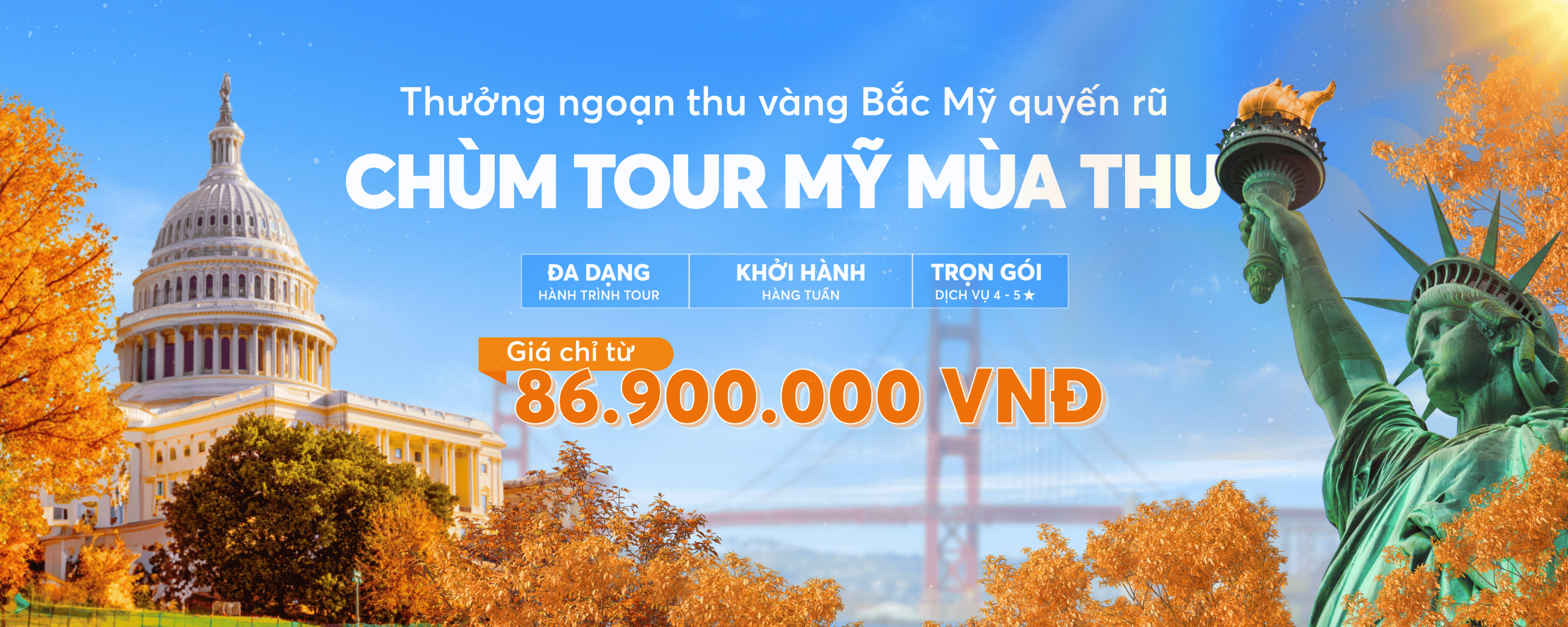 Tour Mỹ mùa thu 2025