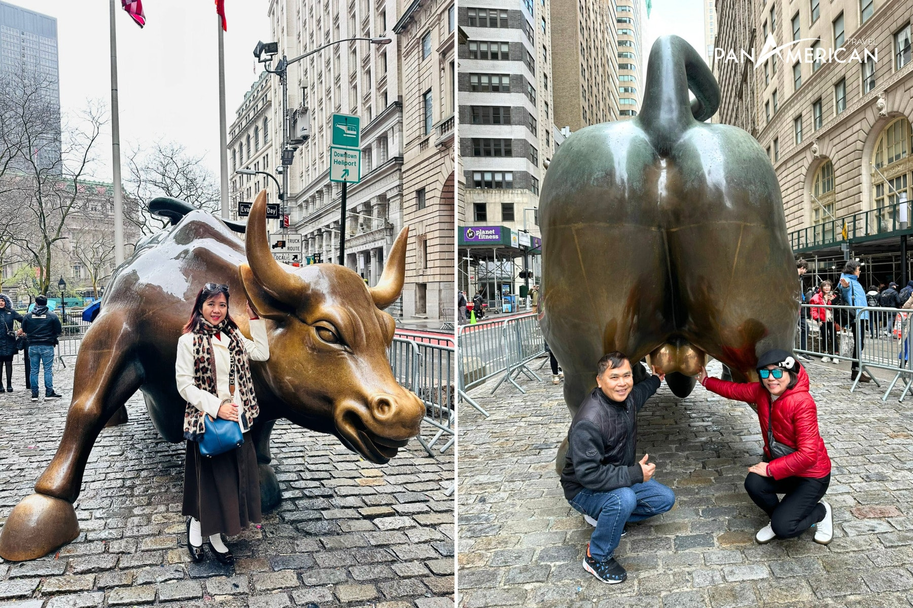 Khách hàng Pan American Travel check-in con bò phố Wall, xin vía lộc thần tài